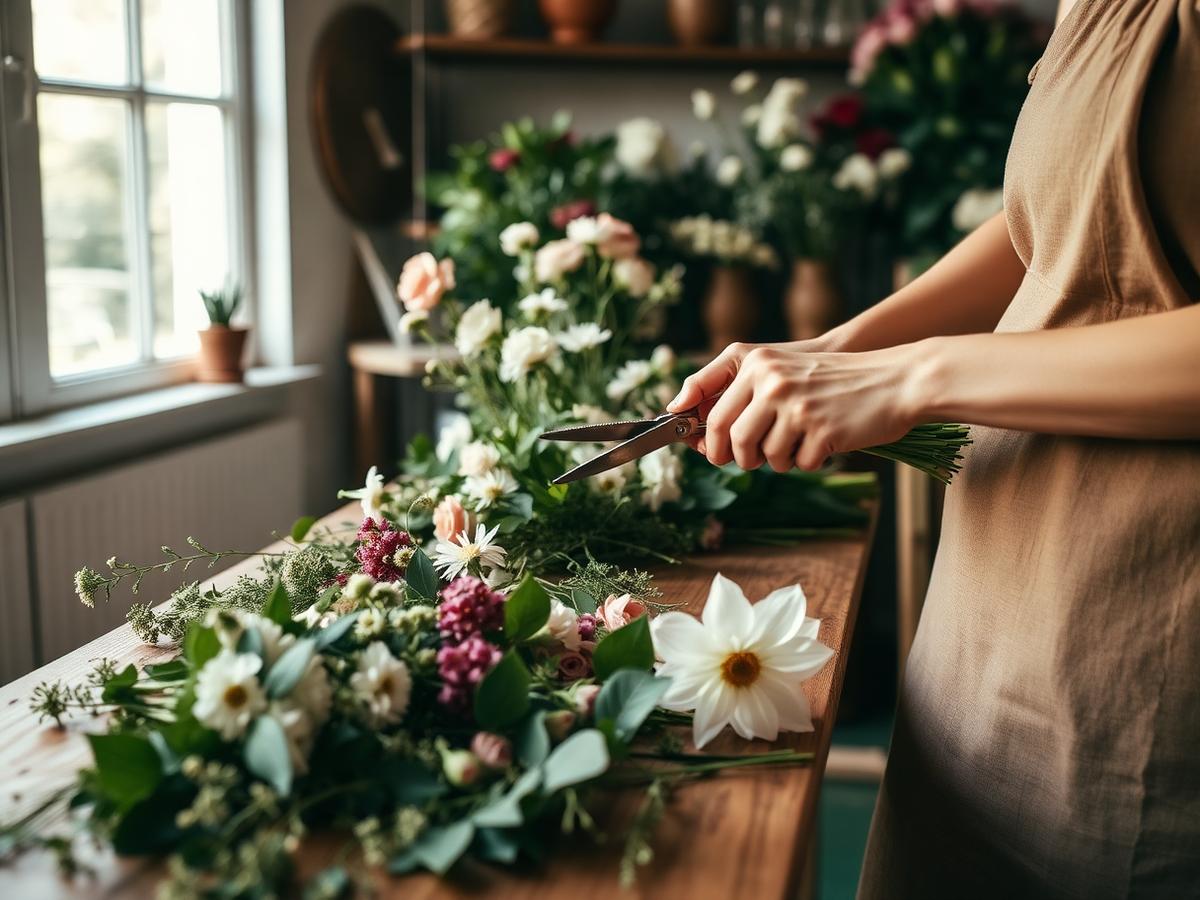 Floristka při práci